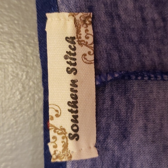 Southern Stitch 3/4 Sleeved Dress Crew Neck Blue with Indian/Aztec Material - Picture 6 of 8